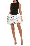 Mac Duggal Sleeveless Crepe Mini Dress With Polka Dot Skirt In Black