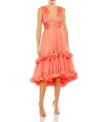 Mac Duggal Plunge Neck Tiered High-low Cocktail Dress