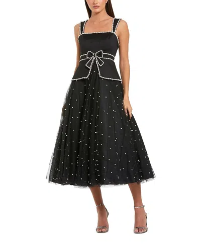 Mac Duggal Sleeveless Embellished Crepe And Tulle Midi Dress In Black