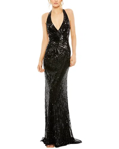 MAC DUGGAL MAC DUGGAL FAUX WRAP SEQUIN TRUMPET DRESS