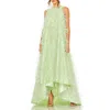 Mac Duggal Sleeveless Feather Embellished Gown In Mint