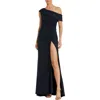 Mac Duggal Sleeveless Foldover Off-the-shoulder Slit Gown In Navy