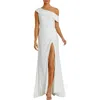 Mac Duggal Foldover Off-the-shoulder Slit Gown In White