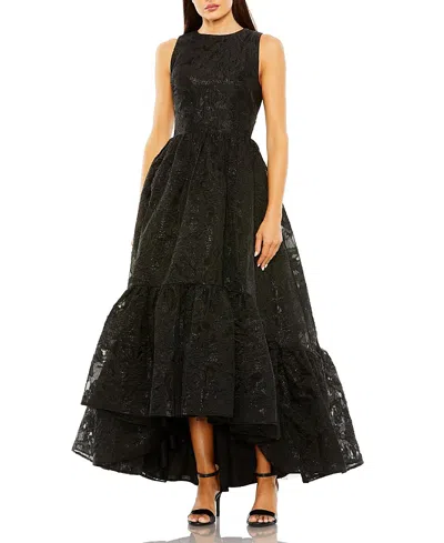 MAC DUGGAL SLEEVELESS FULL HIGH LOW BROCADE GOWN