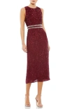 Mac Duggal Sequin Sleeveless Sheath Midi Cocktail Dress