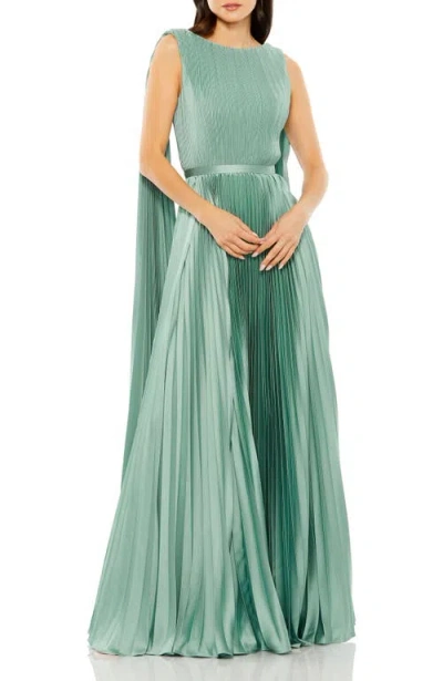 MAC DUGGAL MAC DUGGAL SLEEVELESS HIGH NECK CAPE BACK HEAT PLEATED GOWN