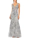MAC DUGGAL SLEEVELESS HIGH NECK EMBROIDERED GOWN