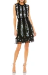 Mac Duggal Embroidered Sleeveless Ruffled Cocktail Dress In Black