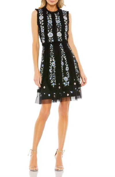 MAC DUGGAL MAC DUGGAL SLEEVELESS HIGH NECK EMBROIDERED MINI DRESS