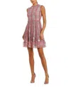 Mac Duggal Sleeveless High Neck Embroidered Mini Dress In Purple