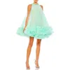 Mac Duggal Embellished Tulle Trapeze Cocktail Minidress In Mint