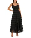 Mac Duggal Sleeveless Lace A-line Midi Dress With Ruffles In Black