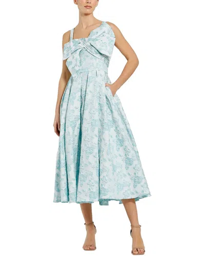 Mac Duggal Sleeveless Large Bow Detail Floral Brocade Dress In Seafoam