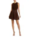 Mac Duggal Sleeveless Mesh And Suede A Line Mini Dress In Chocolate