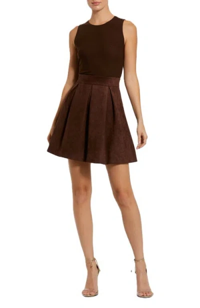 MAC DUGGAL MAC DUGGAL SLEEVELESS MESH AND SUEDE A LINE MINI DRESS