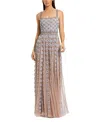 Mac Duggal Sleeveless Mesh Embellished A Line Gown