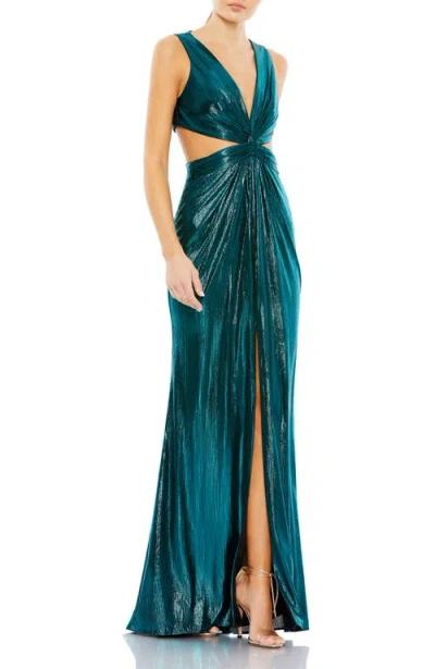 MAC DUGGAL MAC DUGGAL SLEEVELESS METALLIC CUT OUT GOWN