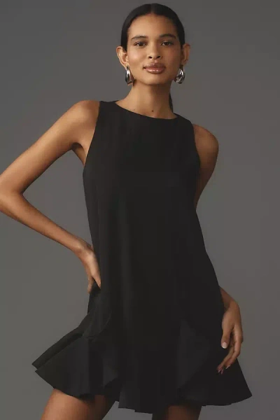 Mac Duggal Sleeveless Ruffle Mini Dress In Black