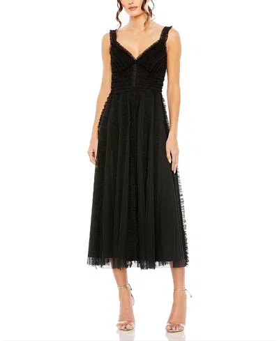 MAC DUGGAL SLEEVELESS RUFFLE TIERED DRESS