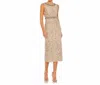 Mac Duggal Sleeveless Sequin Highneck Column Midi Dress In Gold In Gold