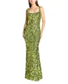 Mac Duggal Sleeveless Sequin Paillette Column Gown In Green