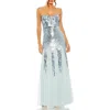 Mac Duggal Strapless Sequin Mesh Gown