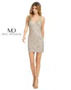Mac Duggal Sleeveless Sequin V-neck Mini Dress In Multi