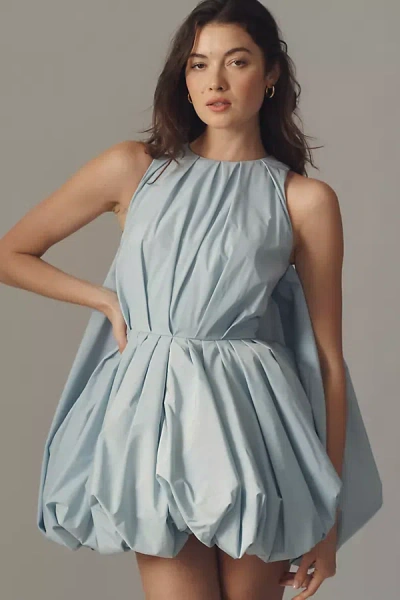 Mac Duggal Sleeveless Taffeta Bubble Mini Dress In Blue