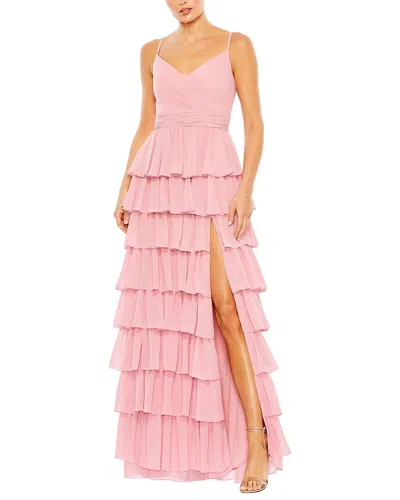 Mac Duggal Sleeveless Tiered Ruffle Gown In Pink