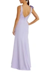 Mac Duggal Sleeveless V Neck Bow Detail Mermaid Gown In Lilac
