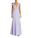 Mac Duggal Sleeveless V Neck Bow Detail Mermaid Gown In Lilac