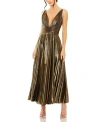 Mac Duggal Sleeveless A-line Metallic Gown In Gold In Antique Gold