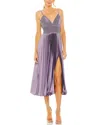 Mac Duggal Slim Strap Ruched Top Heat Pleated Dress In Purple