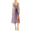 Mac Duggal Slim Strap Ruched Top Heat Pleated Dress In Vintage Lilac