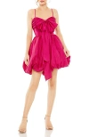 Mac Duggal Spaghetti Strap Center Bow Balloon Mini Dress In Fuchsia