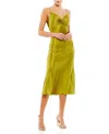 Mac Duggal Spaghetti Strap Charmeuse Slip Dress In Apple Green