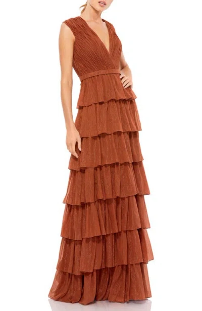 MAC DUGGAL MAC DUGGAL SPARKLY RUFFLE LAYERED DRESS