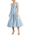 Mac Duggal Metallic A-line Midi Cocktail Dress In Ice Blue