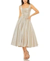Mac Duggal Womens Iridescent Midi Cocktail And Party Dress In Oyster