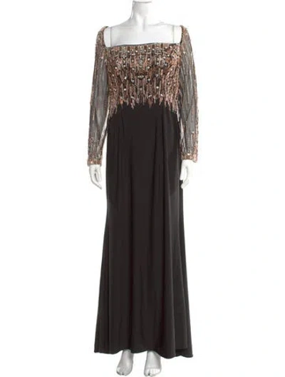 Pre-owned Mac Duggal Square Neckline Long Dress In Black