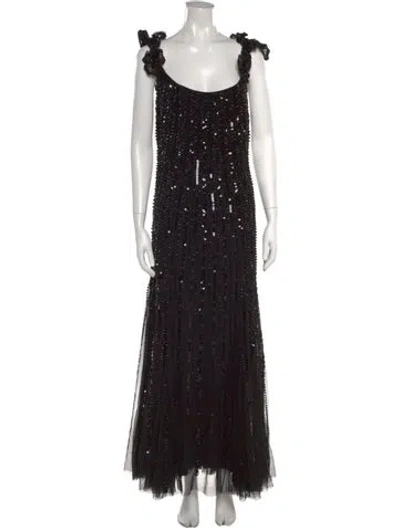 Pre-owned Mac Duggal Square Neckline Long Dress In Black