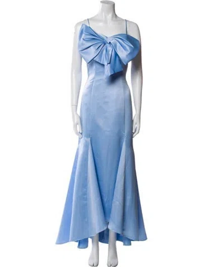 Pre-owned Mac Duggal Square Neckline Long Dress In Blue