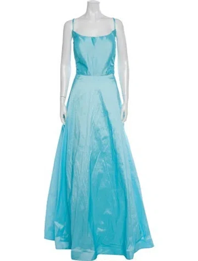 Pre-owned Mac Duggal Square Neckline Long Dress In Blue