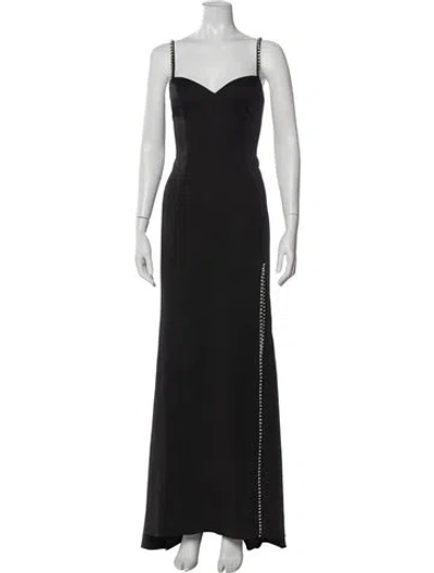 Pre-owned Mac Duggal Square Neckline Long Dress In Gray
