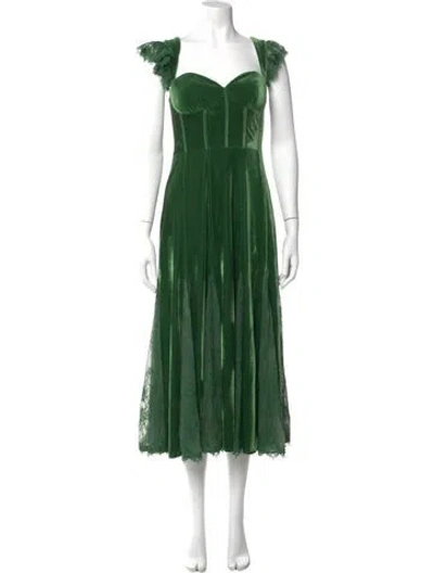 Pre-owned Mac Duggal Square Neckline Long Dress In Green