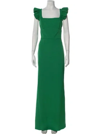 Pre-owned Mac Duggal Square Neckline Long Dress In Green