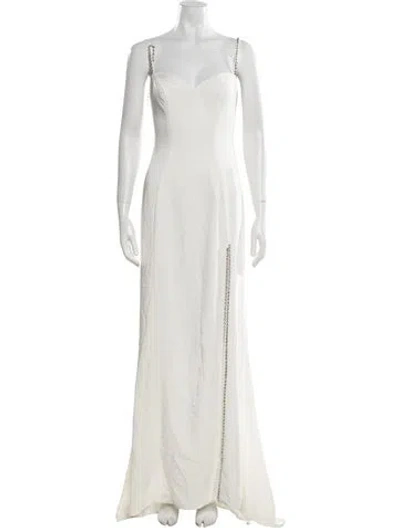 Pre-owned Mac Duggal Square Neckline Long Dress In Neutral