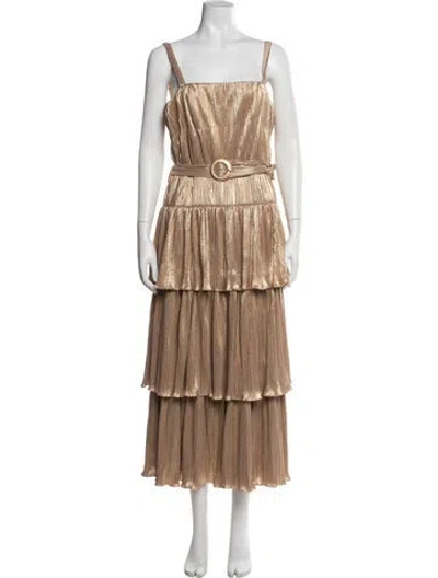 Pre-owned Mac Duggal Square Neckline Long Dress In Neutral