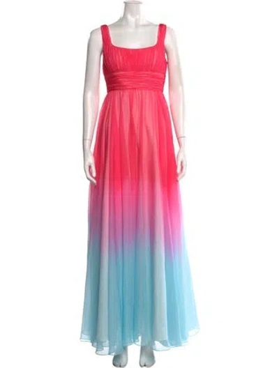 Pre-owned Mac Duggal Square Neckline Long Dress In Pink
