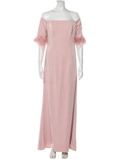Pre-owned Mac Duggal Square Neckline Long Dress In Pink